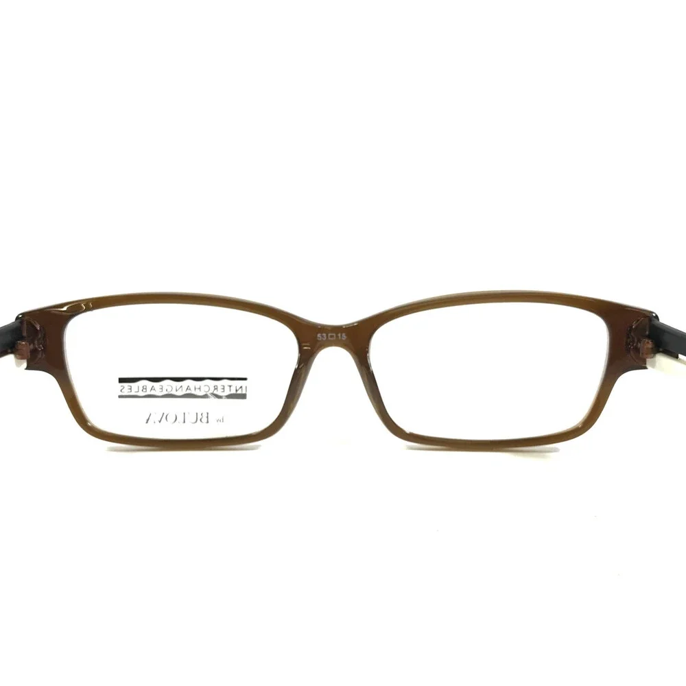 Interchangeables by Bulova Eyeglasses Frames CHAMPION Brown Rectangle 53-15-135